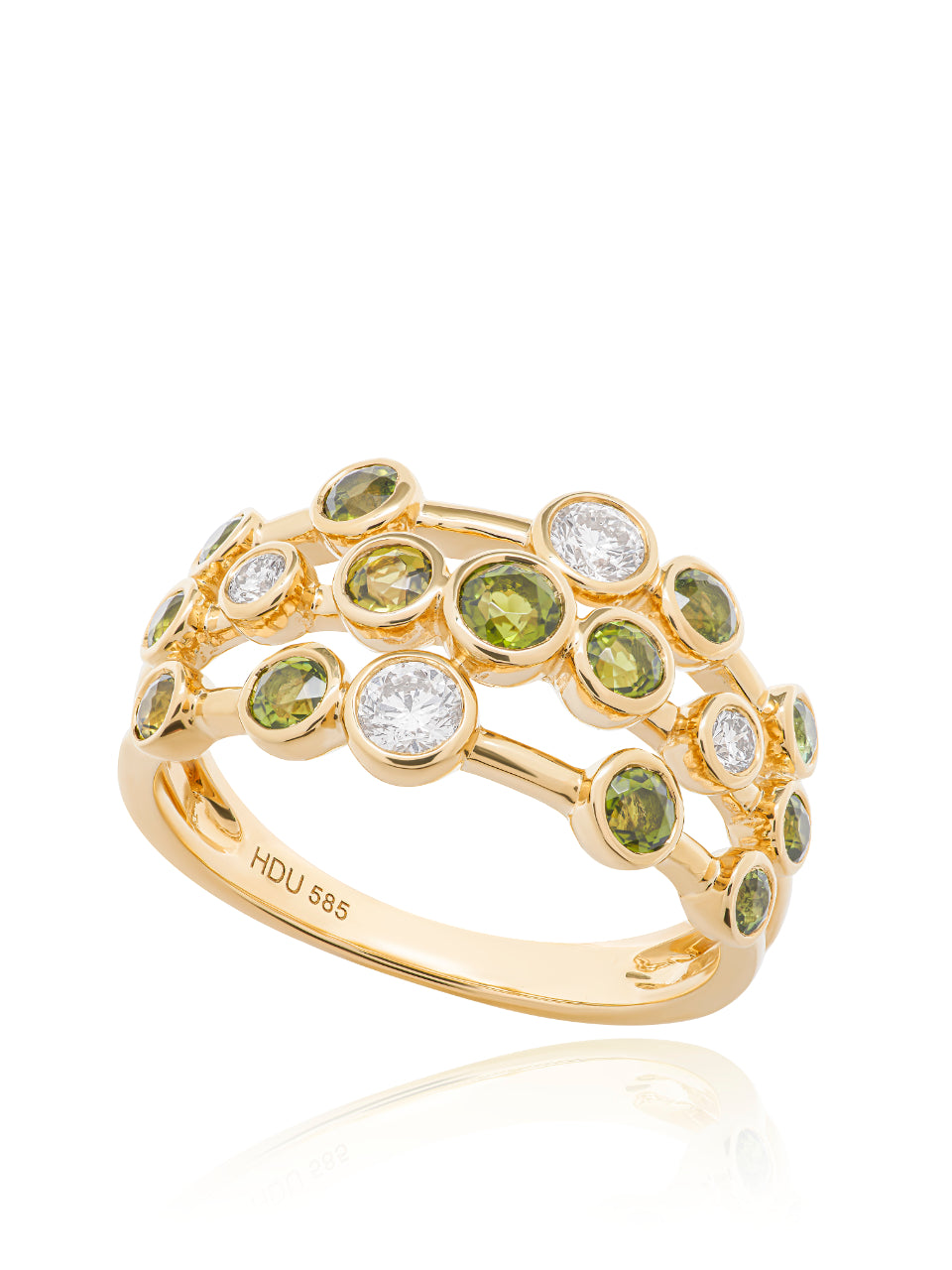 Ring i guld med grøn turmalin og diamanter – Hélène Duffau